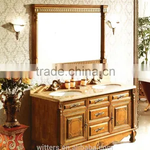 I Shaped Polish Solid Wood Bathroom Vanity in Dark Brown WTS210 thumbnail-3