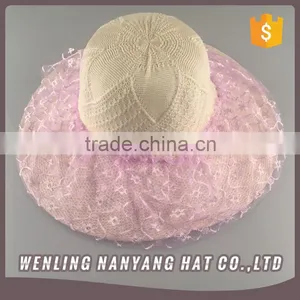 Nice Lace Decoration Stylish Summer Hat Wonder Women Straw Hat thumbnail-2