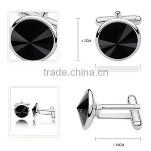 Europe High Polishing Cufflinks Silver Metal Copper Silver Cuff Link Crytsal for Men Shirts thumbnail-4