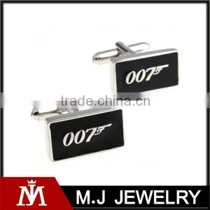 Black Tone Mens Stainless Steel 007 Sign Cuff Link thumbnail-1