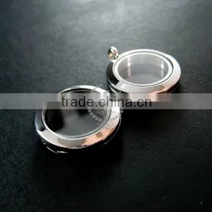 25mm High Quality Round Glass Magnetic Closure Stainless Steel Silver Memory Photo Locket for Charms Floating 1820098 thumbnail-2