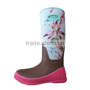Ladies Vintage Long Patterned Rubber Boots thumbnail-2