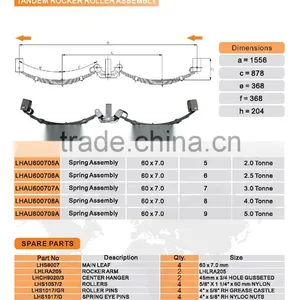 6 Leaf Galvanised Rocker Roller Tandem Trailer Spring Set 3000KG thumbnail-3
