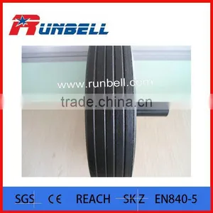 8" Black Rubber Trash Bin Wheel and Matchable Axle thumbnail-3