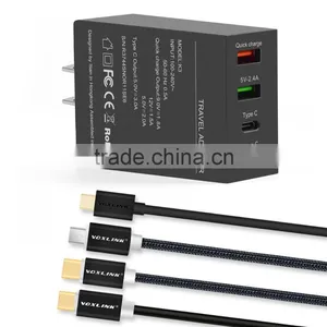 VOXLINK 5V 3A 2 Ports Usb Type c +quick Charge 3.0 Usb+5v 2.4a Usb Travel Charger Adapter With us Plug thumbnail-6