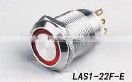 LAS1-22F-11E 22mm 24V Ring Illumination Flat Shape Stainless Steel Solder Terminal Push Button Switch 220V thumbnail-1