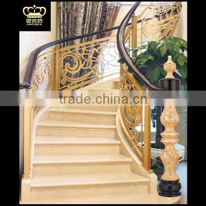 Luxury Aluminum Handrails Staircase Golden Balustrade for Hotel Villa thumbnail-3