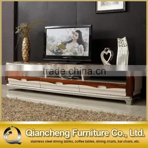 Fashion Wooden Led tv Stand Furniture With Showcase Marble Top thumbnail-1