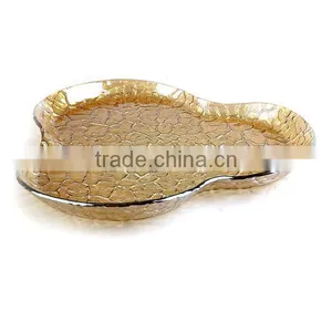 Hot Sale Elegant Gold Salad Plate for Holiday Cheap Glass Plate for Party thumbnail-2