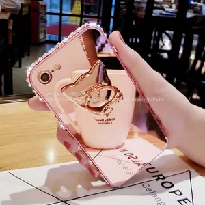 Metal Bumper Frame Mirror Surface Cell Phone Cover Case Diamond Mobile Phone Cases for IPhone7/7Plus/6/6s/6plus/6splus thumbnail-1