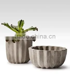 Cement Pleated Pots. thumbnail-1