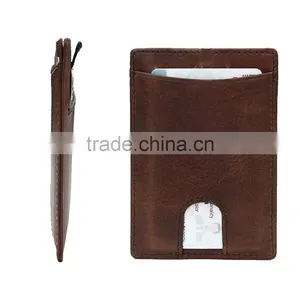 TIANHOOO Slim Card Sleeve Top Quality Italian Leather Ultra Thin Card Holder Minimalist Front Pocket Wallet for Men thumbnail-2
