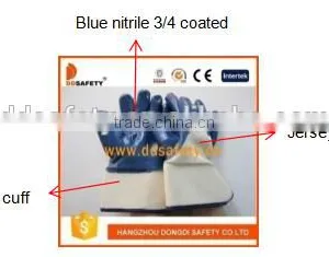 DDSAFETY 2017 Cotton With Blue Nitrile Safety Gloves Nbr thumbnail-2