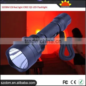 2016 Latest SZOBM C8 Red Light Q5 LED Flashlight, Red Light Aluminum Alloy C8 Tactical LED Flashlight Torch thumbnail-1