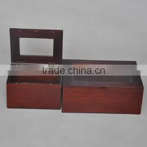 Factory Price Wooden Tea Box With Glass Top, Glass Lid Wooden Tea Box, Handmade Wooden Tea Box thumbnail-4