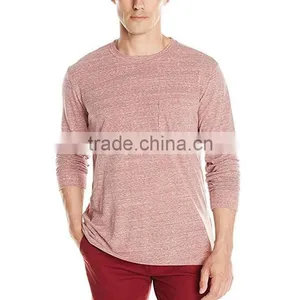Spring Clothes For Men Wholesale Long Sleeve Slim Fit Plain Blank Solid O Neck Crew Pocket Tee Fancy T Shirt Men thumbnail-1
