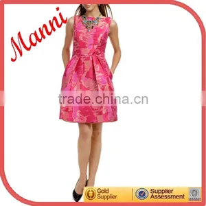 Manni Women Fuchsia Palm Cocktail Party Dress thumbnail-1