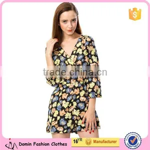 2015 Fashion Girls Long Sleeve Wrap Floral Printed Playsuits thumbnail-3
