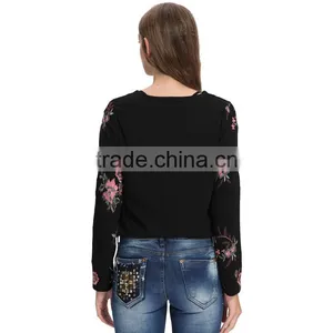 Latest Fashion Women Custom Embroidery Bomber Jackets thumbnail-5