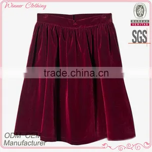 OEM Service High Quality Pleated Red Velvet Skirt thumbnail-1