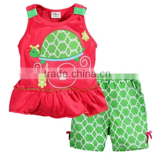 2016 New Products Boutique Clothing Baby Girls Tortoise Summer Set Baby Girls Outfits thumbnail-1