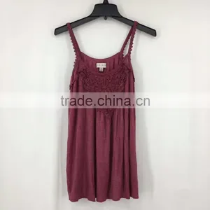 Women Hot Sell Stocklots Branded Garment Wash Sexy Lace Tank Top thumbnail-1