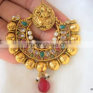 Dangler Gold Tone Dangler POLKI EARRINGS thumbnail-2