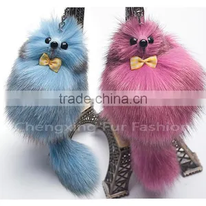 CX-R-11C Luxury Wholesale Genuine Fox Fur Tail Key Chain thumbnail-1
