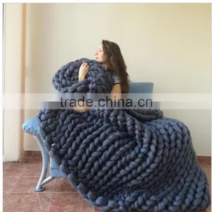 2017 Knitted Wool Blend Blanket Air Conditioning Leisure Chunky Blanket Kniting Blanket thumbnail-4