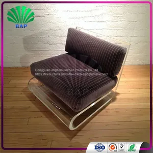 Popular Soft Chair Plexiglass Wedding Chair Acrylic Salon Waiting Room Armrest Chair thumbnail-1