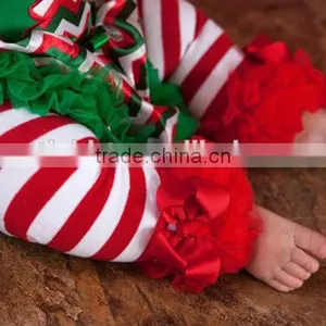 Wholesale Kids Baby Stripe Leg Warmers Christmas Baby Double Ruffle Leg Warmers thumbnail-1