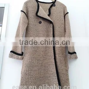 Factory Hot Sale Elegant Woman Grey Sweater Long Sleeve Cardigan Sweater For Ladies thumbnail-1
