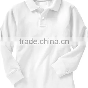 Blank White Long Sleeve Polo Shirt for Boys thumbnail-1