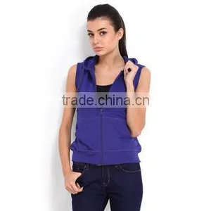 Newest Style Cotton Females Sleeveless Gym Hoodie Cheap thumbnail-1