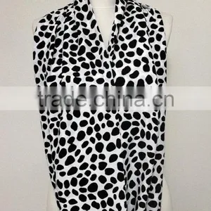 Black on White Polka Dots Infinity Scarf, Circle Scarf, Loop Scarf, Scarves, Spring - Fall - Winter Fashion thumbnail-6
