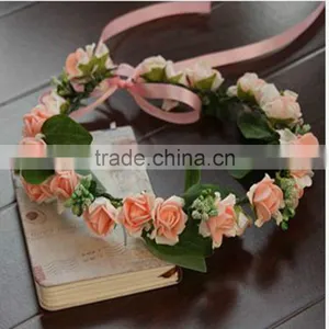 Wholesale Decorate Bridal Headpiece Rose Flower Head Wreath thumbnail-2