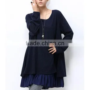 Walson 2017 Spring New Large Size Women Dresses Fat mm Solid Color Long-sleeved Plus Fertilizer Increase Loose Dress Women Cloth thumbnail-6