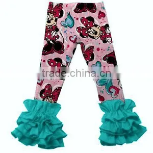 New Arrival Children Clothing Baby Icing Ruffle Pants Toddler Girl Ruffle Pants With Mouse Prints thumbnail-1