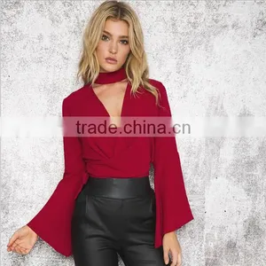 High Collar Lace Long Sleeve T-shirt Tailored thumbnail-1