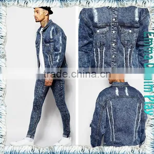 Free Shipping 2015 Fall New Design Antique Denim Long Sleeve Cowboy Man Jackets Coat thumbnail-1
