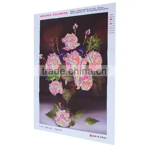 5D Diy Diamond Painting Cross Stitch Rose Flower Diamond Embroidery Resin Round Diamond Crafts Wall Sticker Blue Rose Home Decor thumbnail-5