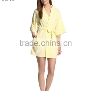 100 Cotton Kimono Collar Breathable Waffle Bathrobe thumbnail-2