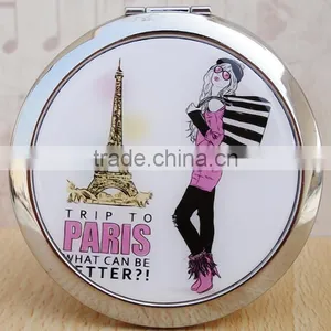 2015 New Vintage Double Sides Portable Foldable Pocket Metal Makeup Compact Mirror Woman Cosmetic thumbnail-1