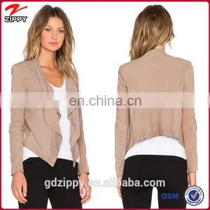 Latest Design Open Front Asymmetric Hem Original Leather Jacket thumbnail-1