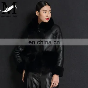 Modern New Style Real Fox Fur Collar Jacket Fashion Mongolian Lamb Skin Fur Coat thumbnail-2