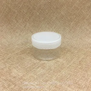 100g Empty Transparent Plastic PET Round Mask Jar With Silver Aluminum Cap thumbnail-4