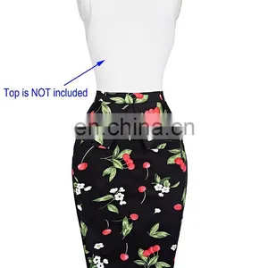 Grace Karin Occident Sexy Women Hips Wrapped Short Vintage Retro Dress Cotton Cherry Printed Skirt CL008928-4 thumbnail-3