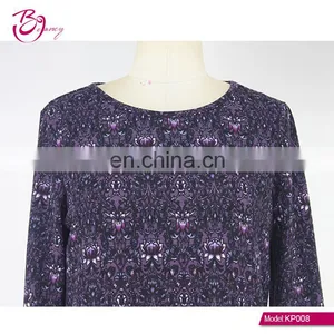GuangZhou Supplier Vintage Printing Pattern Plus Size Frill Hem Ropa Mujer Blouse for Middle Age Woman thumbnail-5
