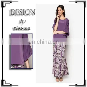 High Quality Fancy Baju Kurung Latest Design 3/4 Kimono Sleeves Muslim Top thumbnail-1