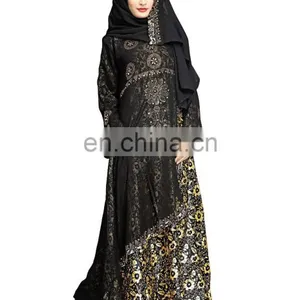 Women's 2017 Dubai Style High Quality Printed Burkha Abaya For Casual Arabic Islamic Wear (Printed Abaya) thumbnail-1